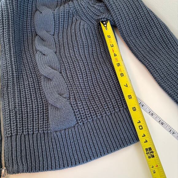 Haven Well Within Cotton Mixed Stitch Double Zip Cardigan size Small Neptune - Picture 9 of 9
